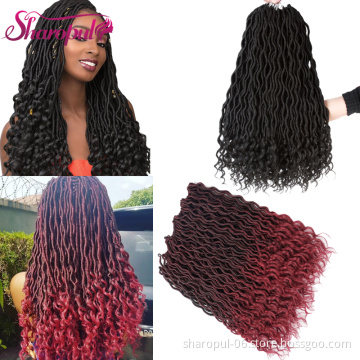 Goddess faux locs 18inch fantasy crochet hair synthetic braid twist hair extension kinky curly hair bundles